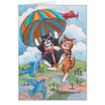 B & T #57 Parachute Birthday Note Greeting Cards