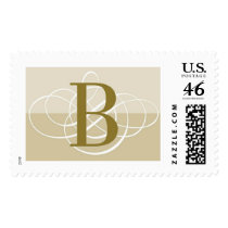 B Two Toned Classic Wedding Monogram Postage