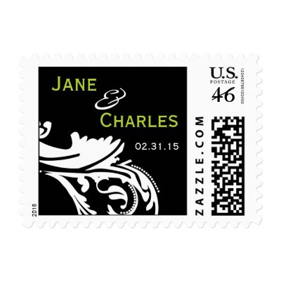 B&W Bride and Groom Graphic Postcard Postage