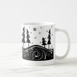 b&w Christmas trees Coffee Mug