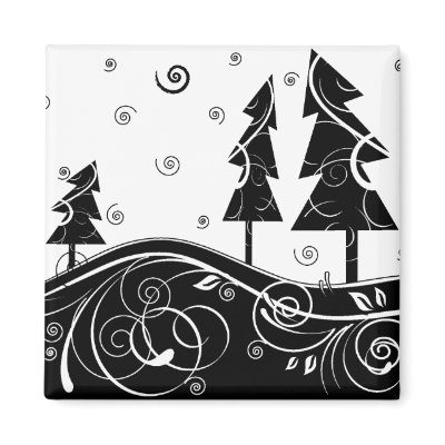 b&w Christmas trees Magnet by VioDeSign