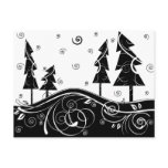 b&w Christmas trees postcards