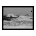 B&W Crash of a fierce storm ocean wave posters