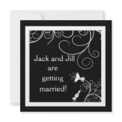 B & W Custom Invitations with Art Deco Design