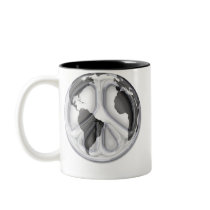 B&W Earth-peace sign mugs by Curious_Dreams B&W Earth-peace sign mugs