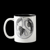B&W Earth-peace sign mugs