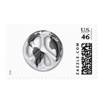 B&W Earth-peace sign Stamps