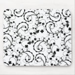 b&w floral pattern mouse pads
