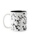 b&w floral pattern mugs