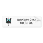 B&W Goth Ballerina & Blue Butterfly Wings Bumper Sticker