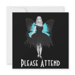B&W Goth Ballerina & Blue Butterfly Wings Custom Announcement