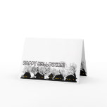 b&w Halloween village Greeting Card