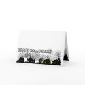 b&w Halloween village cards