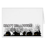 b&w Halloween village Greeting Card