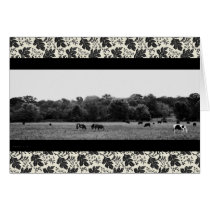 B/W Landscape with Horses and Cows cards