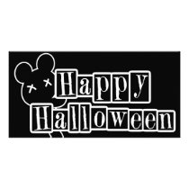 B&W Little Deadee Voodoo Teddy Happy Halloween photo cards by VoXeeD B&W Little Deadee Voodoo Teddy Happy Halloween photo cards