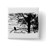 B&W Nevermore Raven Silhouette Pinback Buttons