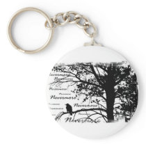 B&W Nevermore Raven Silhouette Keychain