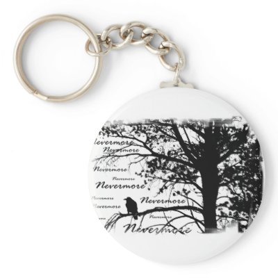 B&W Nevermore Raven Silhouette Keychain by VoXeeD