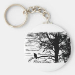 B&W Nevermore Raven Silhouette Keychain