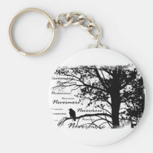 B&W Nevermore Raven Silhouette Keychain