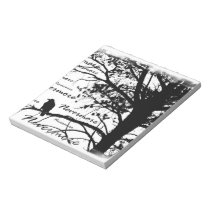 B&W Nevermore Raven Tree Silhouette - E.A. Poe Notepad
