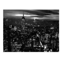 B&W New York City at Night Postcards