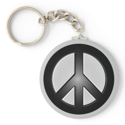 B&W PEACE SIGN KEYCHAIN by bashaa