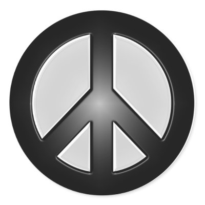 B&W peace Round Sticker by bashaa