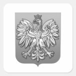 B/W Polish Eagle Shield Square Sticker
