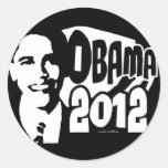B&W Re-Elect Obama 2012 Gear Round Stickers