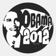 B&W Re-Elect Obama 2012 Gear Round Stickers