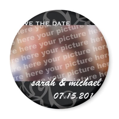 B&W save the date wedding announcement photo fridge magnet