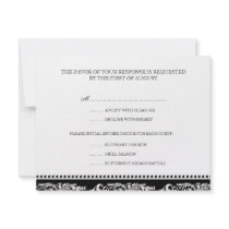 B&W scroll elegant rsvp wedding response card invitations