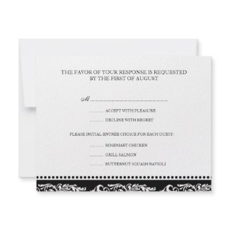 B&W scroll elegant rsvp wedding response card invitation