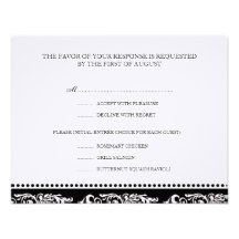 B&W scroll elegant rsvp wedding response card Announcement