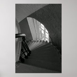 B&W steep stairs going down Posters