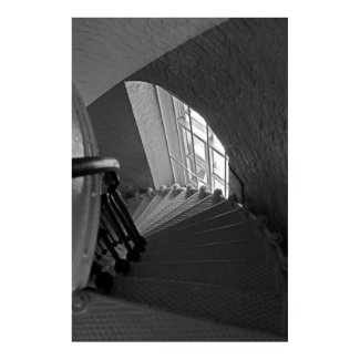 B&W steep stairs going down Posters