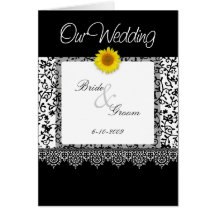 B&W Sunflower Weddding Invitation Card
