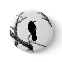 B&W Winter Raven Edgar Allan Poe buttons by VoXeeD B&W Winter Raven Edgar Allan Poe buttons