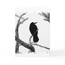 B&W Winter Raven Edgar Allan Poe Greeting Card