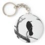 B&W Winter Raven Edgar Allan Poe Keychain