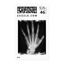 B&W X-ray Skeleton Hand Postage Stamp