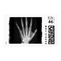 B&W X-ray Skeleton Hand Postage Stamps