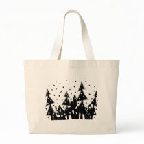 b&w Xmas town bags