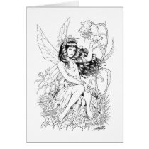 fairy, fairies, fae, young, girl, flowers, nature, nymph, sprite, al rio, fantasy, illustration, Cartão com design gráfico personalizado
