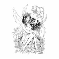 fairy, fairies, fae, young, girl, flowers, nature, nymph, sprite, al rio, fantasy, illustration, Photo Sculpture with custom graphic design