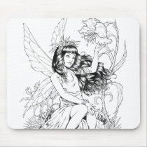 fairy, fairies, fae, young, girl, flowers, nature, nymph, sprite, al rio, fantasy, illustration, Mouse pad with custom graphic design
