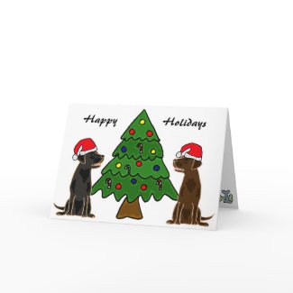 BA- Chocolate and Black Labrador Christmas Cards