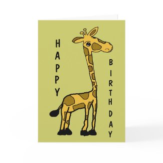 BA- Cute Funny Giraffe Birthday Card zazzle_card